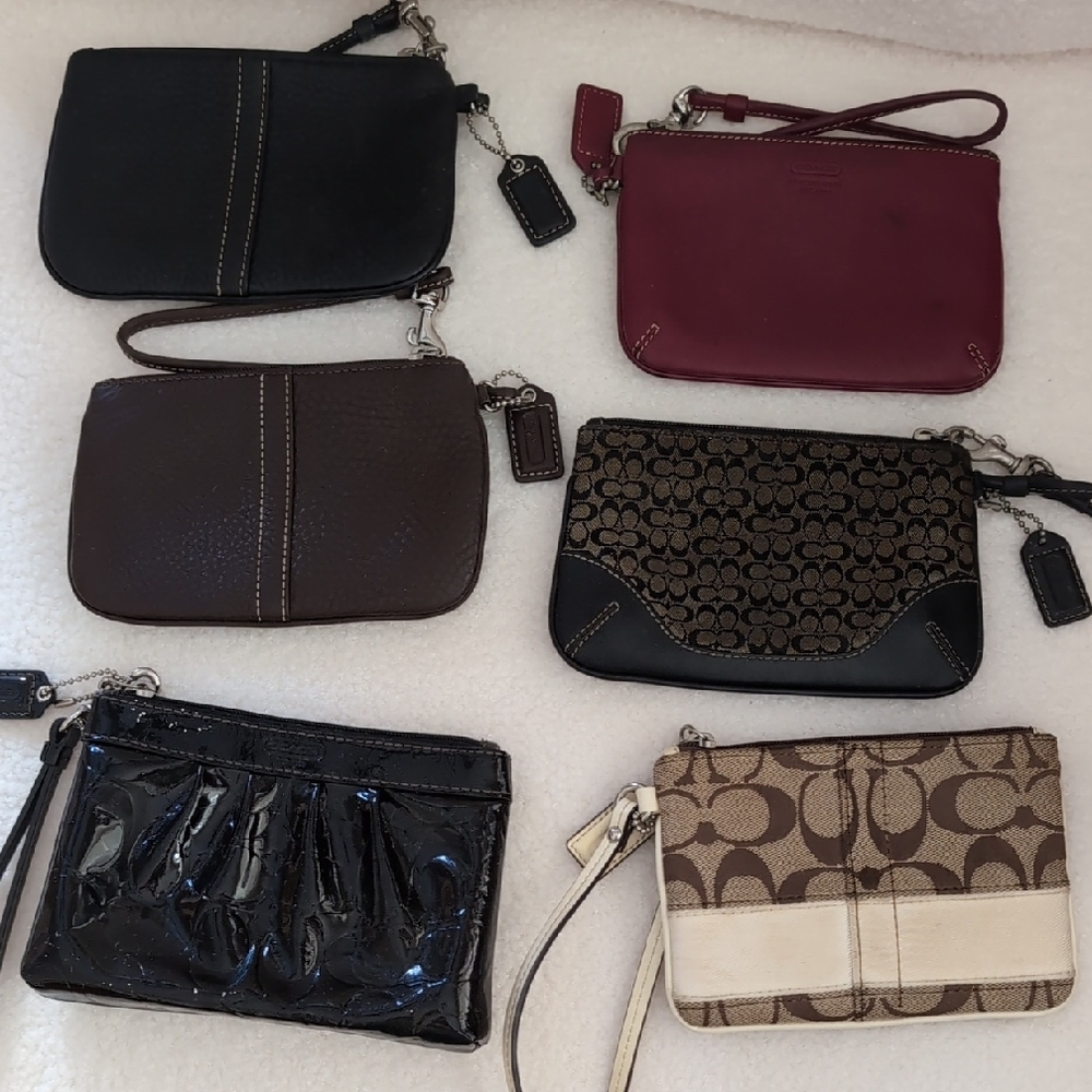 Coach Wristlet / Wallet / Small Purse Set Of 6 - Black, Red, Brown, Beige